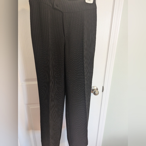 Wide leg black pin stripe dress pants - Picture 2 of 8